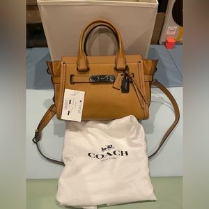 New Coach 59505 Mixed Leather Light Saddle Swagger 27 Satchel